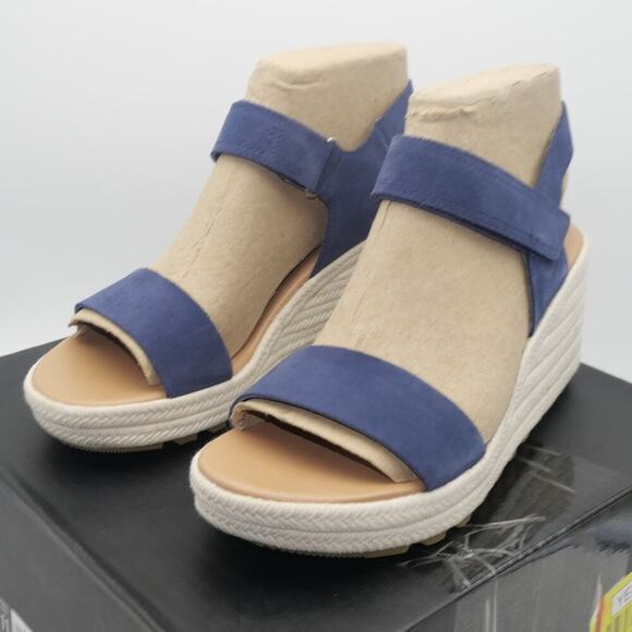 NEW SOREL Cameron Wedge Sandals in Nocturnal Blue Gum  Women's Size 11 - Picture 1 of 8